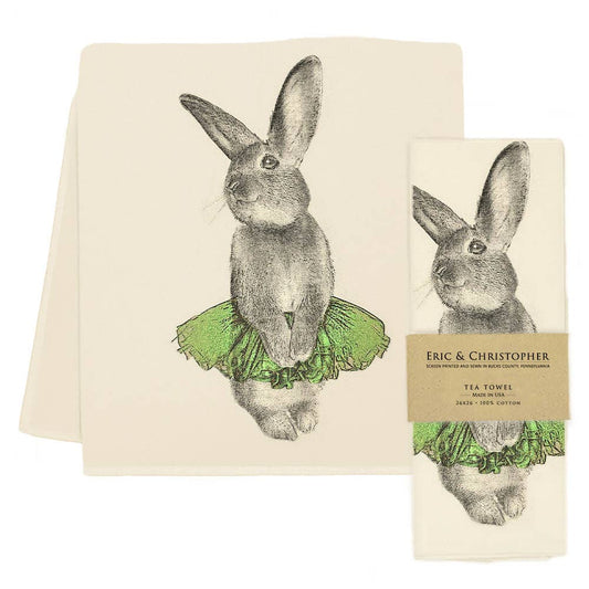 Eric & Christopher - Bunny Tutu Tea Towel - Green