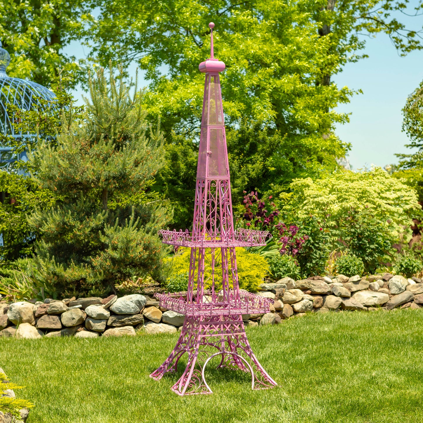 Zaer Ltd. International - 9 Foot Tall Two-Tier Eiffel Tower Plant Stand- 3 Color Opt