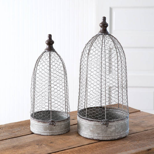 Le Menagerie - Set of Two Chicken Wire Cloches