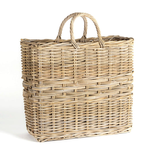 Le Menagerie - FRENCH TALL RECT GREY RATTAN BASKET