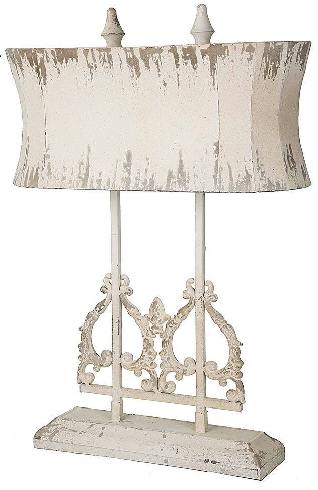 Provence Home - Traditional Metal Accent Desk Lamp in Distressed Cream