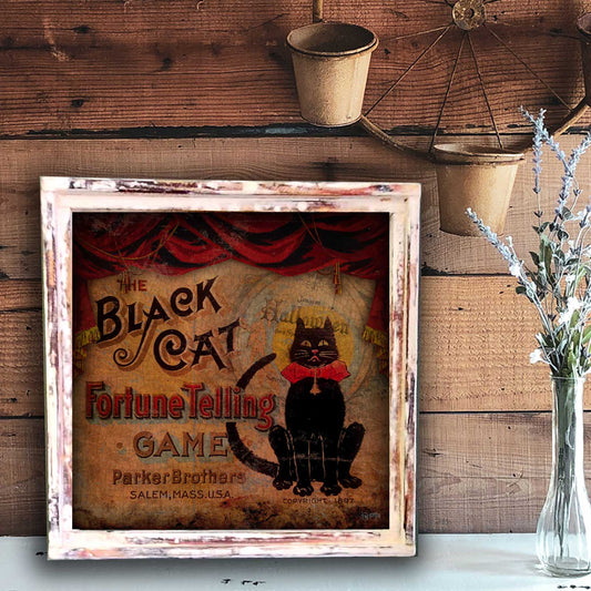 TroubleMaker Trading Company - Halloween Cat -Square Framed Artwork