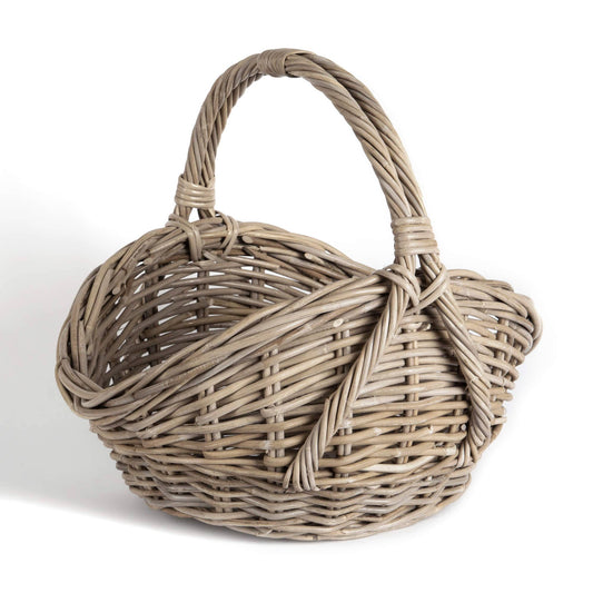 Le Menagerie - FRENCH RATTAN BASKET WITH HIGH SIDES AND OVERHANDLE