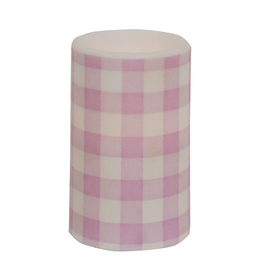 Le Menagerie - Pink Gingham Check Timer Pillar, 3"x5"