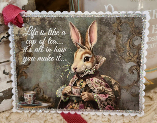 Little Heart Designs - Gift Tag Bunny Life Is Like A Cup Of Tea