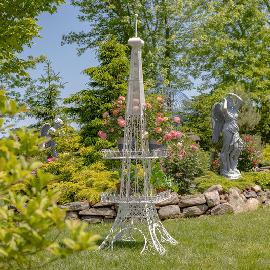 Zaer Ltd. International - 9 Foot Tall Two-Tier Eiffel Tower Plant Stand- 3 Color Opt