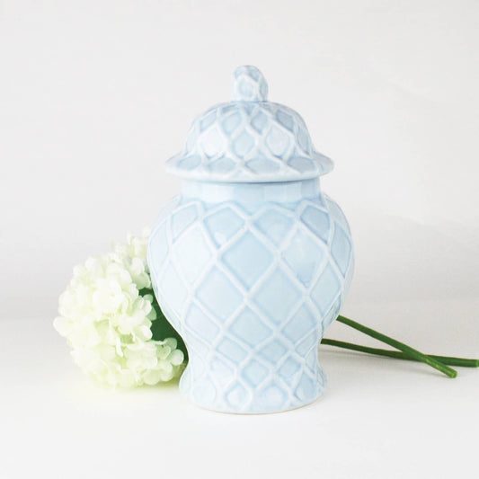 8 Oak Lane - Light Blue Textured Ginger Jar - Small