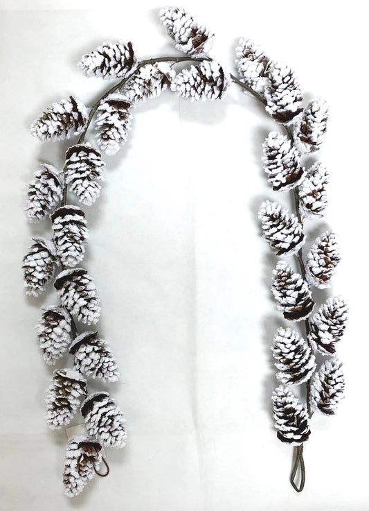 Le Menagerie FLOCKED PINECONE GARLAND,5'-2/12P