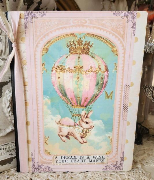 Little Heart Designs - Journal Notebook Bunny Hot Air Balloon Glitter