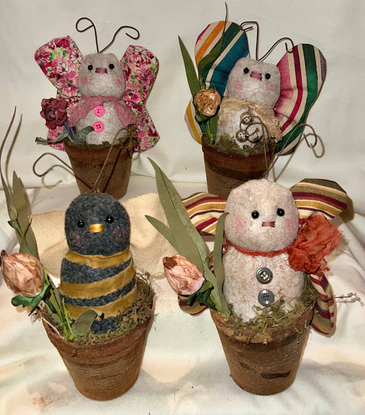 Raggedy Junction - Made in USA primitive dolls in peat pot