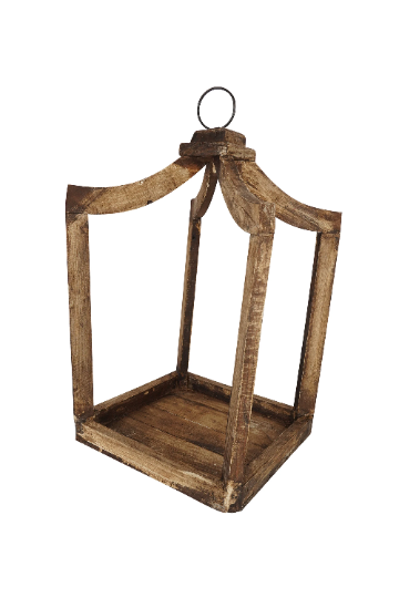 Le Menagerie - Canopy Farmhouse Wood Lantern-Home Decor-Rustic Brown-Large