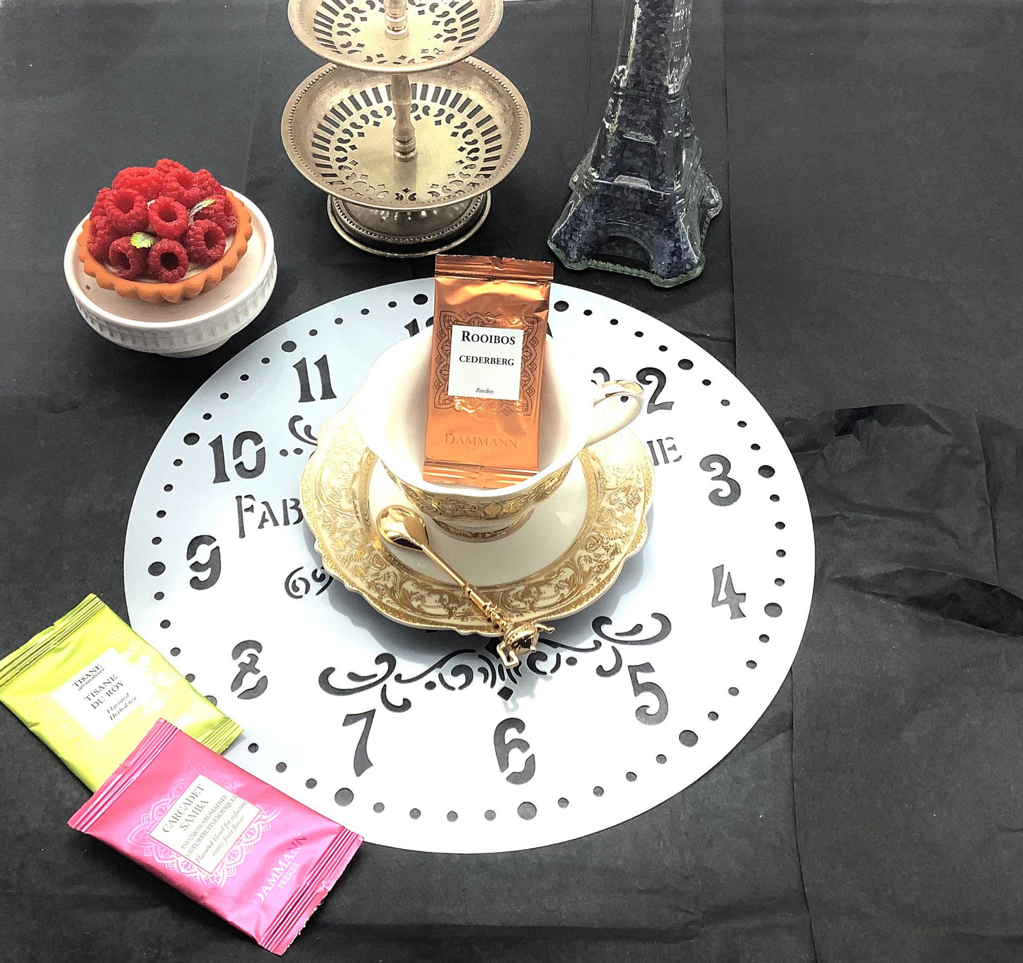 Le Menagerie  - Paris France Inspired Vintage Clock Tea Party Placemat