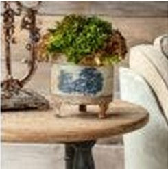 Porch View-Menagerie-Blue Pastoral Round Tole Container