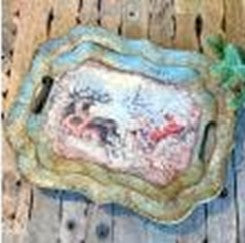 Porch View-Menagerie-Santa on Sleigh Tray