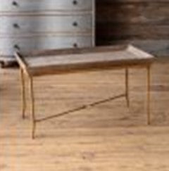 Porch View-Menagerie-Metal Faux Bamboo Wooden Tray Coffee Table