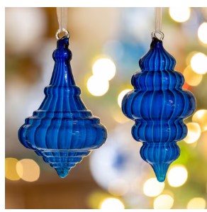 ParkHill-Menagerie-Chinese Lantern Sapphire Blue Glass Ornament