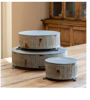 Park Hill- Round Tinwork Display Platforms (set of 3)