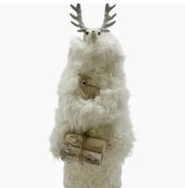 Menagerie-Sherri-Valentino - Gold, Ivory Shaggy Fur w/ deer and tiny Logs