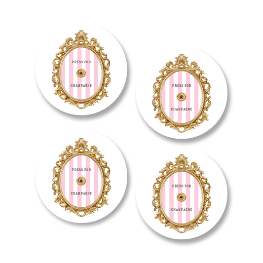 Toss Designs - Ceramic Coasters (Set of 4) - Press For Champagne Stripe