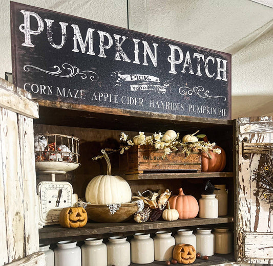 Olive Branch Farmhouse - Pumpkin Patch Pick Your Own Fall Market Black Canvas Sign