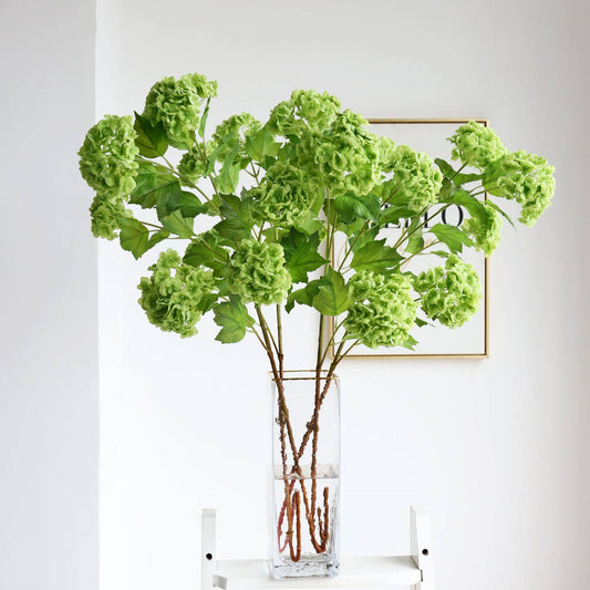 Angel Isabella - 40"Long-5 Blooms-Premium Faux Snowball hydrangea spray