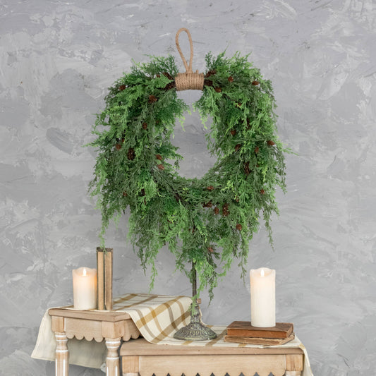 Le Menagerie-RAG - 32" MIXED CEDAR HANGING WREATH