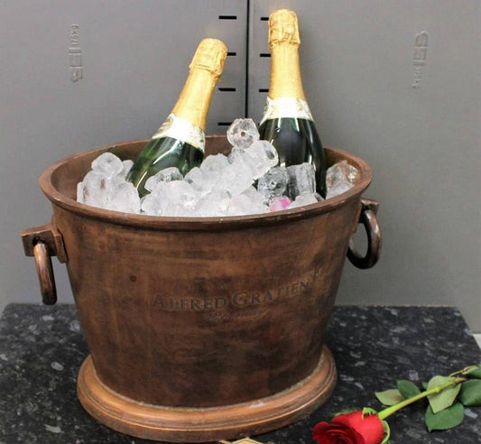 DDecorStore - Alfred Gratien COPPER Vintage Champagne Bucket Oval Cooler