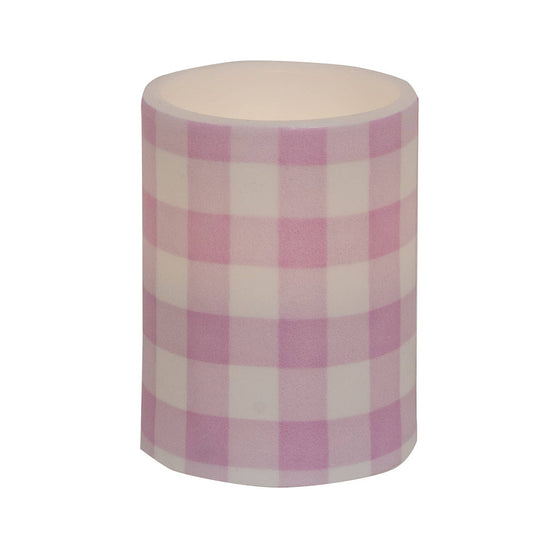 Le Menagerie - Pink Gingham Check Timer Pillar, 3"x4"