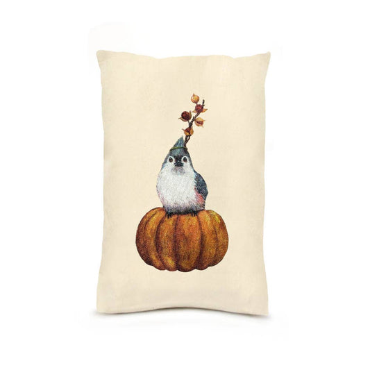 Eric & Christopher - Adorable Bird on Pumpkin Pillow