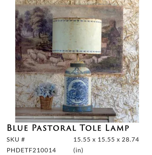 Porch View - Blue Pastoral Tole Lamp