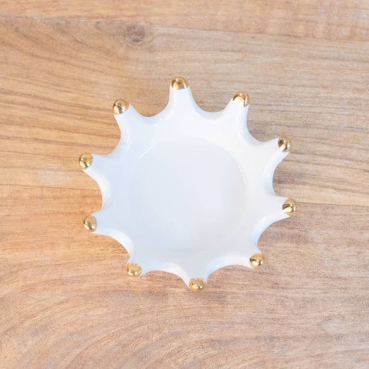 The Royal Standard - Royal Crown Trinket Dish   White/Gold   4.25"