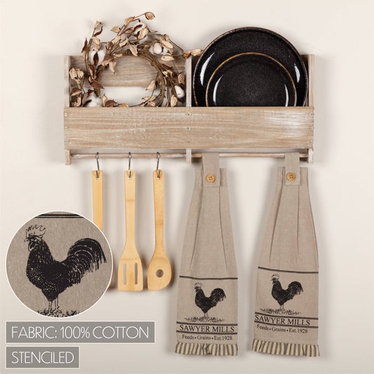 VHC  - Sawyer Mill Charcoal Poultry Button Loop Tea Towel Set of 2