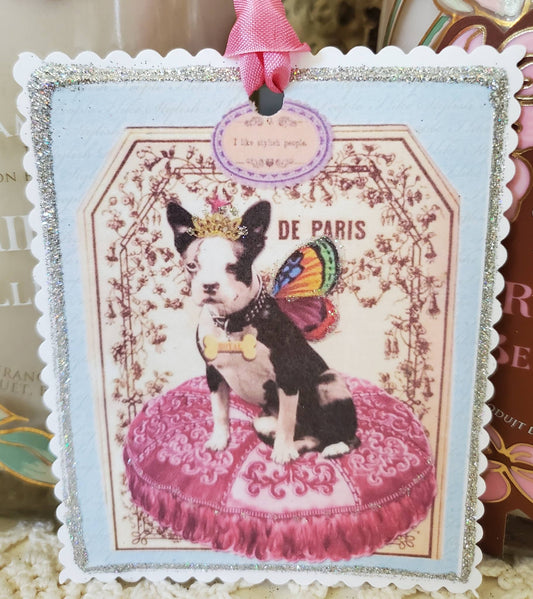 Little Heart Designs - Gift Tag Crowned Dog I Like Stylish People
