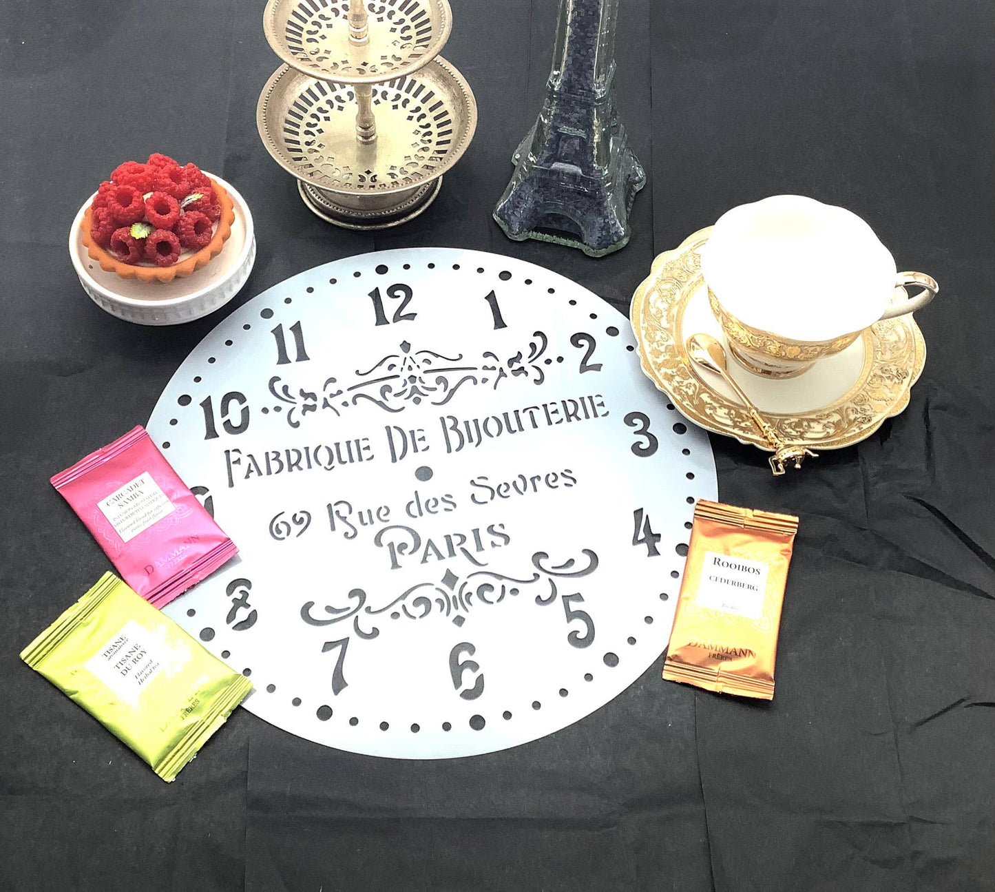 Le Menagerie  - Paris France Inspired Vintage Clock Tea Party Placemat