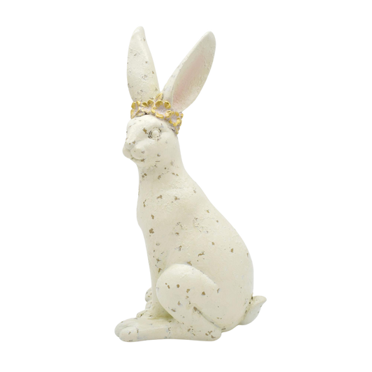 Le Menagerie - Bunny w/Gold Flower Halo Easter Home Décor