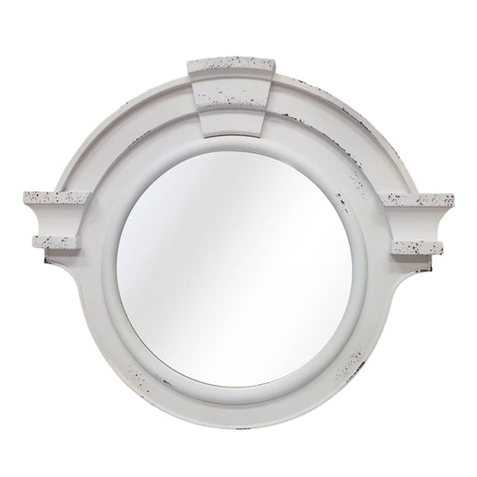 Le Menagerie - 20.5 in. White Round French Market Mirror