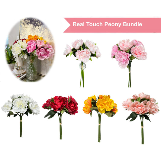 Angel Isabella - 16"-5-stem Bundled-Real Touch Peony Blossom