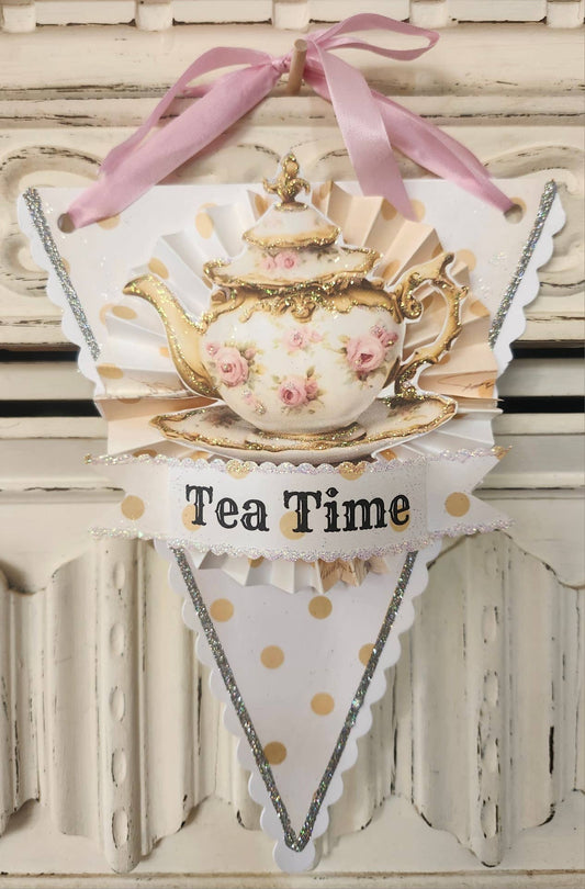 Little Heart Designs - Teapot n Roses Tea Time Hanging Decoration